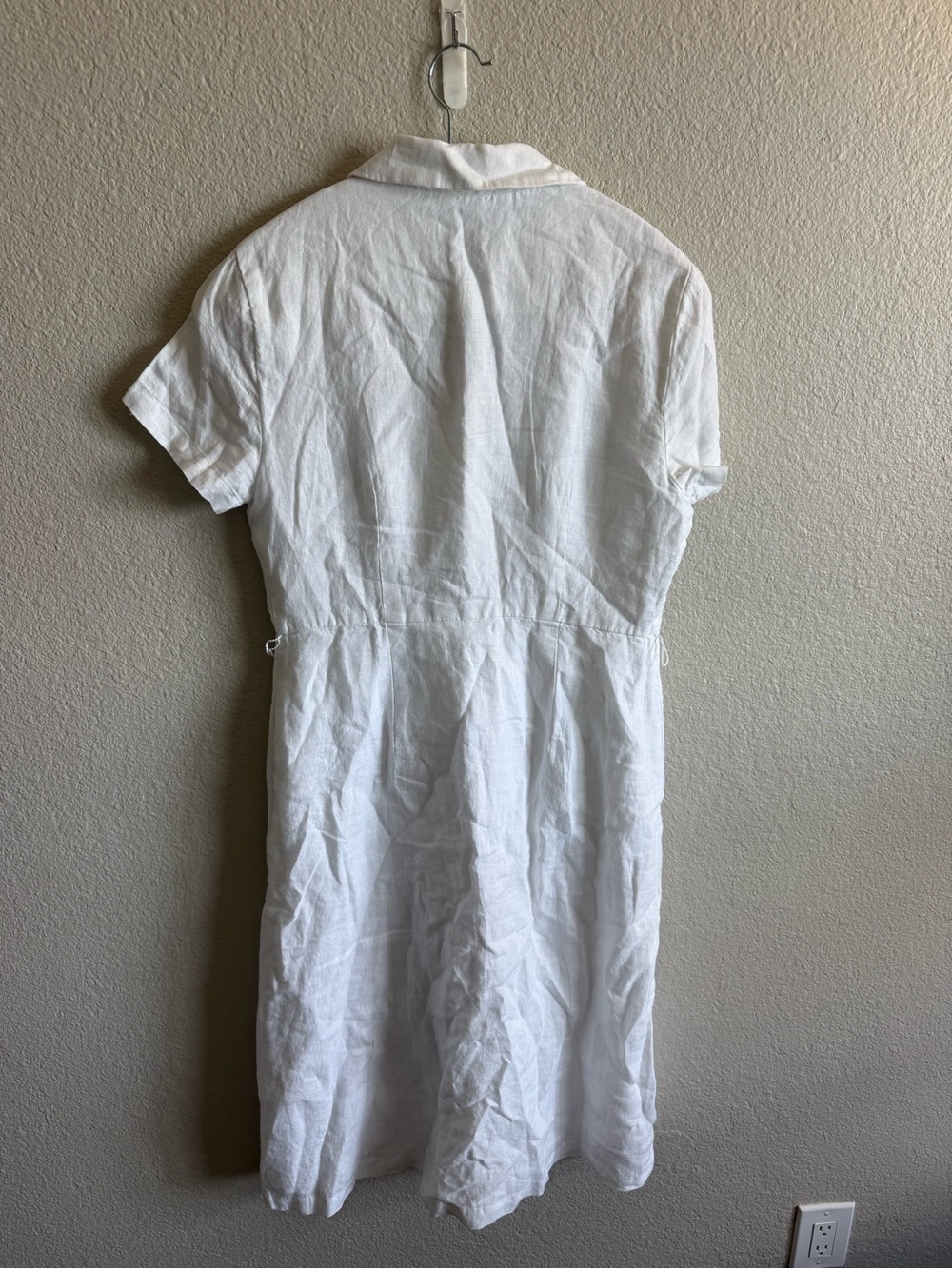 NWT Quince 100% European Linen Button Front Midi Dress White Casual A-Line - Picture 8 of 9